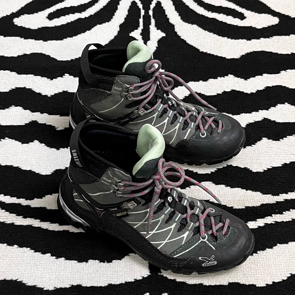 Salewa ALP TR MID GTX Mountain Trainer Hiking Boot Gortex Slate/Mint Size 6.5 - Picture 4 of 14